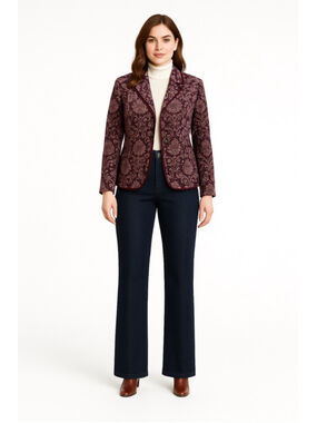 Olsen Europe Plum Purple Velvet Floral Baroque Blazer Jacket Vintage Y2K Size 12